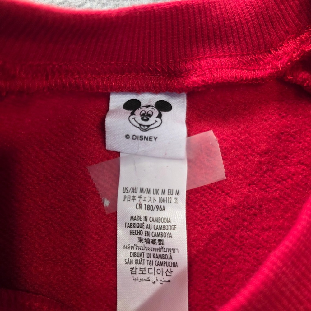 Disney Parks Disneyland Mickey Mouse Red Raglan Crewneck Sweatshirt Mens Medium - Picture 3 of 7